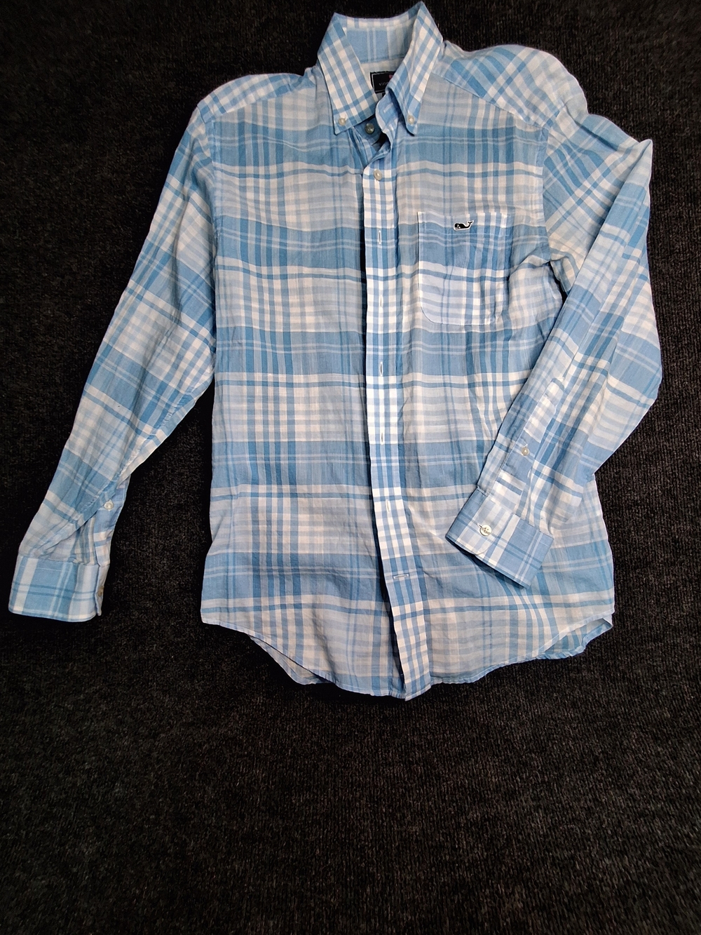 Vineyard Vines Blue and White Plaid Button-Down Shirt